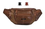 Lorenz Genuine Traditional All Soft Leather Bum Bag With 6 Zips