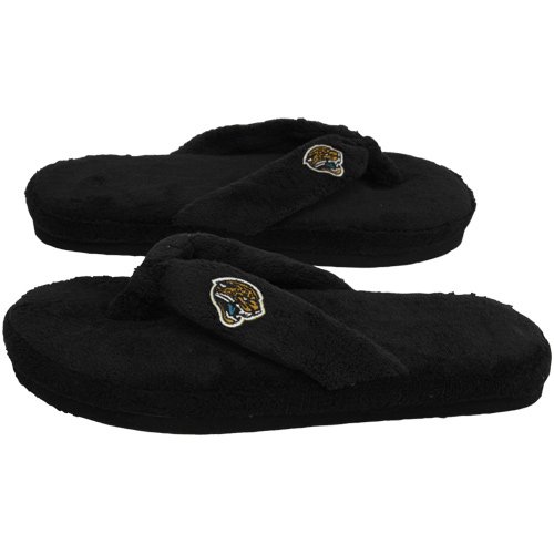 Jacksonville Jaguars Ladies Black Plush Thong Slippers (9/10)