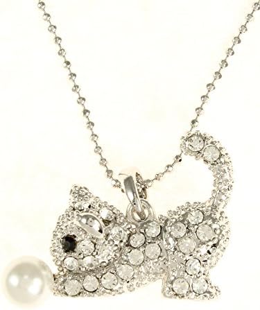 Cat with Ball Pendant Necklace - Tarnish Resistant - Stylish Design - Long Lasting Shine