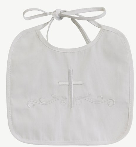 Lito White Embroidered Cotton Christening Baptism Boys Bib