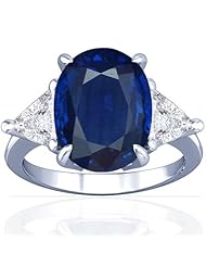 Platinum Oval Cut Blue Sapphire Three Stone Ring