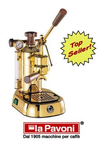 La Pavoni PPG-16 Professional Gold-Plated 16-Cup Espresso Machine, Brass