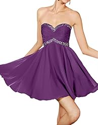 Strapless Cocktail Sweetheart Natural   Waistline Sequined Beaded Chiffon Prom Dress 