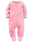 カーターズ ロンパース carter's 女の子用蛍光ピンクドットぞうと小鳥さんフリース足つきカバーオール9months(67-72cm) [並行輸入品]