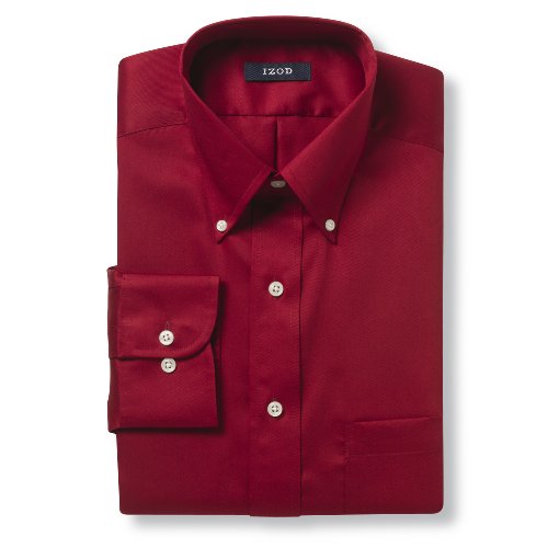 Izod Easy Care Cotton Twill Solid Dress Shirt - Button Down Collar