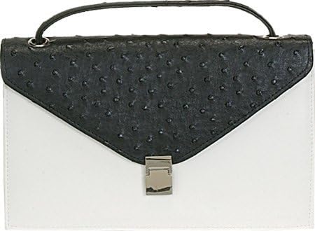 Aryana Rina6-Wt Chic White Ostrich Texture Structured Single Strap Womens Handbag