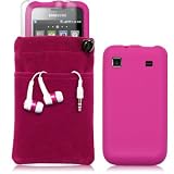 SAMSUNG i9000 GALAXY S 4 PC LUXURY GIFT ACCESSORY PACK - PINK SKIN CASE, SCREEN PROTECTOR, HEADSET, POUCH CASE PART OF THE QUBITS ACCESSORIES RANGE