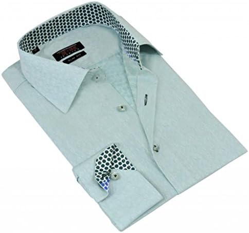 Rosso Milano's Mens Casual Mint Slim Fit Contrast Lining Button Down Dress Shirts