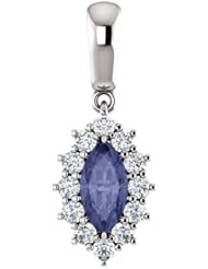 18K White Gold 8.00x4.00mm Marquise Cut Iolite and Diamond Pendant -- LIFETIME WARRANTY