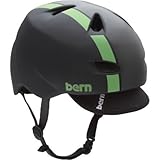 Bern Brentwood Helmet w/Graphic and Visor Matte Black/Green Bomber, S