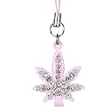 Pink Crystal Marijuana Cell Phone Charm