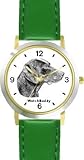 IMAGE OF German Shorthaired Pointer (SC) Dog - WATCHBUDDY® CLASSIC DELUXE TWO-TONE THEME WATCH - Arabic Numbers-Green Leather Strap-Women's Size-Small