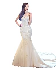 Tulle Lace-Up Applique Illusion Mermaid Sweetheart  Dress with a Chapel Train  with a Court Train  with a Brush/Sweep Train 