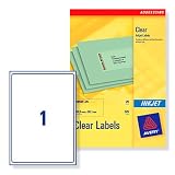 Electronics : Avery J8567-25 Clear 210 x 297 mm Address Labels [Inkjet, 25 Labels]