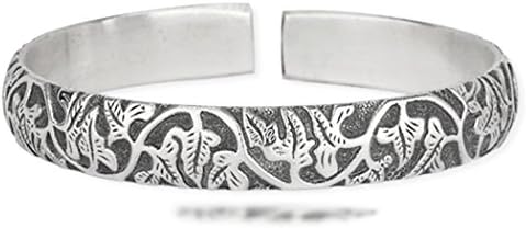 Oxidized White Copper & Zinc Muntz Metal Tribal Vine Bangle Bracelet - Open Back Adjustable