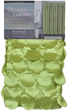 Modern Lifestyle Products Solid Color Fabric Shower Curtain with 3D Design Circle Pattern Band (Green)