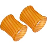 Pair of Double Flared Glass Vertigo Plugs: 00g Orange