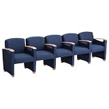 Fabric Five Seater with Center Arms Avon Blue Fabric/Cherry Finish