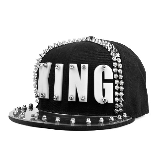LOCOMO Men Women Black Hedgehog Spike Acrylic King Baseball Cap Snapback FFH068