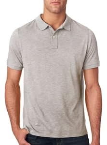 Next Level Men's Unique Fashion Slub Polo Shirt, Light Grey, Large