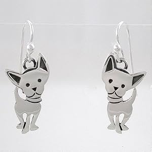Little Chihuahua Dog Earrings in Sterling Silver, #8921