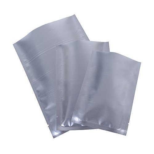 100x Premium Silver Mylar Open Top Bags (8cm x 12cm)
