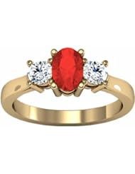 18K Yellow Gold Ruby and Diamond Ring -- LIFETIME WARRANTY