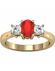 10K Yellow Gold Ruby and Diamond Ring -- LIFETIME WARRANTY