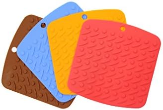 Gacube Silicone Pot Holder,trivet Mat,jar Opener,spoon Rest and Garlic Peeler (Set of 4) Non Slip,flexible,durable,dishwasher Safe,heat Resistant Hot Pads