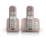 Philips XL5952C/DE Duo Großtastentelefon mit Mobilteil (4,8 cm (1,8 Zoll) Display, Anrufbeantworter, Freisprechfunktion, ECO+ Mode) Champagne
