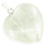 A Lucky Puffy Crystal Quartz Gemstone Heart Evil Eye Protection Talisman Pendant