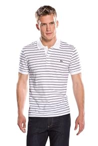 Short Sleeve Modern Fit Double Stripe Pique Polo