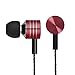 Headphones, in-Ear Bass Earphones with Microphone Noise-isolating Sports Earbud Wired 3.5mm Headset w/Volume Control (Gift Wrapped) for Apple iPhone 6 6s, Samsung Galaxy S7, iPod, MP3 Player (Red)