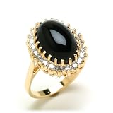 Black Coral Ring with Diamond in 14K Yellow Gold
