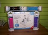 4 WII CONTROLLERS WAND AND QUAD CHARGING STATION W/ 4 RECHARGEABLE BATTERY PACKS