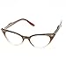 zeroUV - Vintage Cateyes 80s Inspired Fashion Clear Lens Cat Eye Glasses with Rhinestones (Brown-Fade)