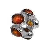 Sterling Silver Pandora Style Beads Honey Amber Small Round Charm