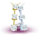 14K White Gold Three Diamond Stick Pendant - GH SI - 0.25 Ct. - 2.00 Ct.