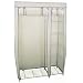 110 x 178cm Cream Canvas Portable Double Clothes Rail with 5 Shelves for Storage