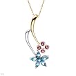 Necklace With 0.75ctw Precious Stones - Genuine Rhodolite Garnets and Topazes Beautifully Crafted in 14K Two tone Gold Length 18in
