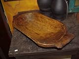 Deep Wooden Dough Bowl w/ Handles-Batea