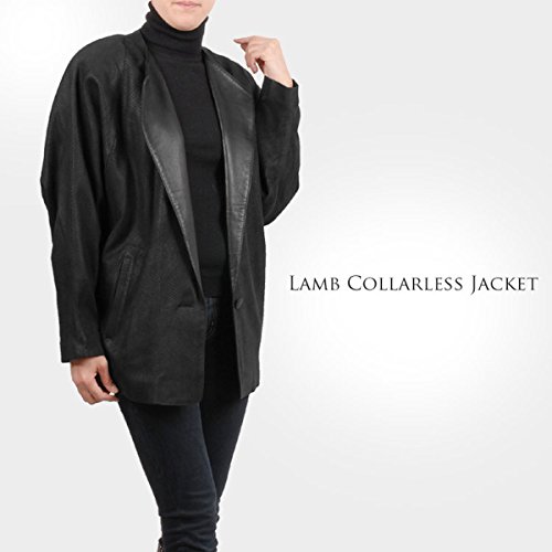 シープスキン ラム ノーカラージャケット レディース レザー