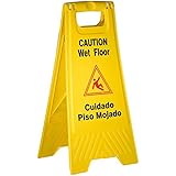 Tiger Chef Yellow Wet Floor Caution Sign, 2-sided Fold-out, Floor Safety Sign, Caution Wet Floor 24-inch By 12-inch Cuadado Piso Mojado