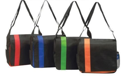 Eco Non Woven Business Messenger Tote Bag, Black/Royal Blue