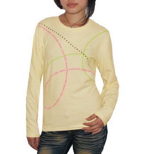 Womens Calvin Klein CK Jeans off white long sleeve t shirt top - Medium