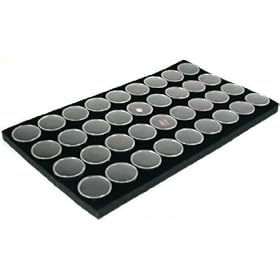 36 Black Foam Gem Jars Gemstone Storage Display Tray Insert