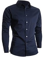 FLATSEVEN Mens Slim Fit Basic Dress Shirts Long Sleeve