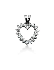 14K Gold Share Prong set Diamond Heart Pendant (0.54 cttw, F - G Color, SI2 Clarity)