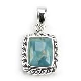 Barse Sterling Silver Roped Rectangle Turquoise Pendant