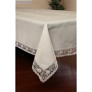 Lace Tablecloth Oblong/ Rectangle 60x90 Ivory Washable